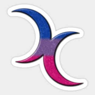 Bisexual Pride Flag Colored Crescent Moons Symbol Sticker